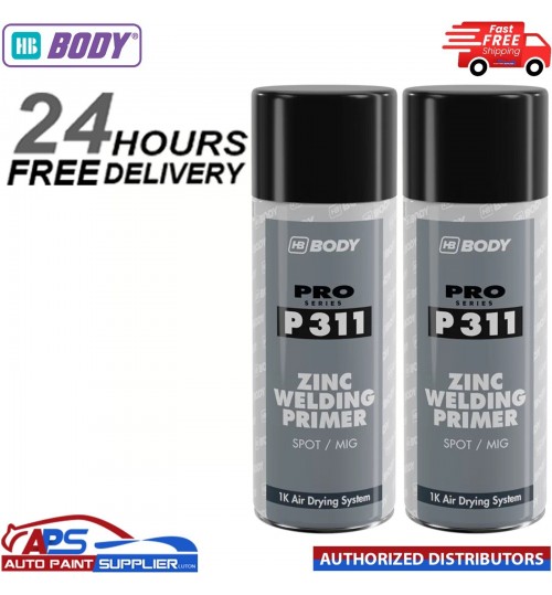 2x HB BODY P311 ZINC WELD THROUGH PRIMER AEROSOL 400ML - BLACK